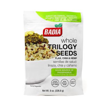 Badia Trilogy Health Seeds 226.8g (8oz) (Box of 8) BBE 29 APR 2024