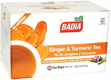 Badia Ginger & Turmeric Tea 25 Bags 2g (0.07oz) (Box of 10)
