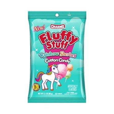 Charms Stuff Rainbow Sherbert Cotton Candy 60g (2.1oz) (Box of 24) BBE 26 APR 2024