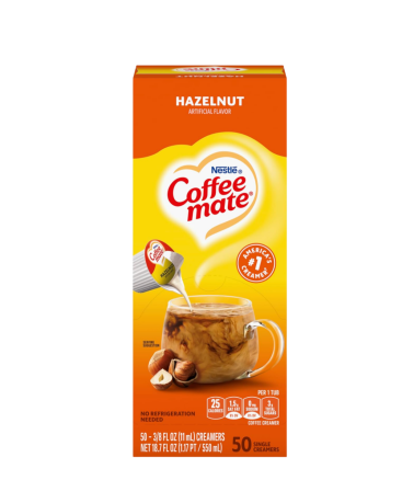 Coffee Mate Liquid Creamer Hazelnut Single Serve 50 Portions 10.6ml (0.375oz) (Case of 4)