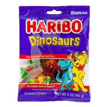 Haribo Dinosaurs 142g (5oz) (Box of 12) BBE 30 AUG 2025
