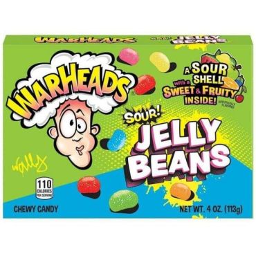 Warheads Theater Box Sour Jelly Beans 113 g (4oz) (Box of 12) BBE 29 JUN 2025