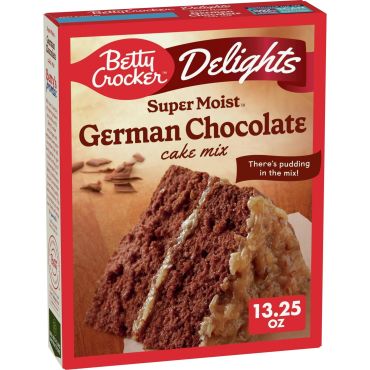 Betty Crocker Delights Super Moist German Chocolate Cake Mix 376g (13.25oz) (Box of 12)