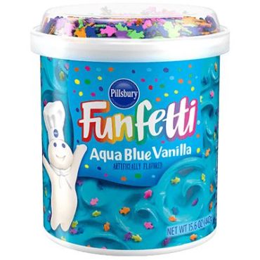 Pillsbury Aqua Blue Vanilla Funfetti Frosting 442g (15.6oz) (Box of 8)