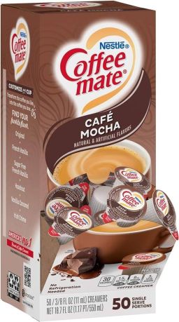 Coffee Mate Liquid Creamer Cafe Mocha Single Serve 50 Portions 10.6ml (0.375oz) (Case of 4)