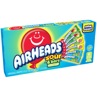 Air Heads Assorted Sour Singles Theatre Box 93.6g (3.3oz) (Box of 12)