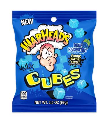 Warheads Value Blue Raspberry Cubes 85g (3oz) (Box of 12)