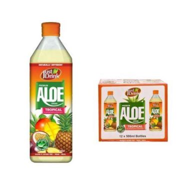Just Drink Tropical Aloe 500ml (Case of 12) BBE 05 MAR 2024