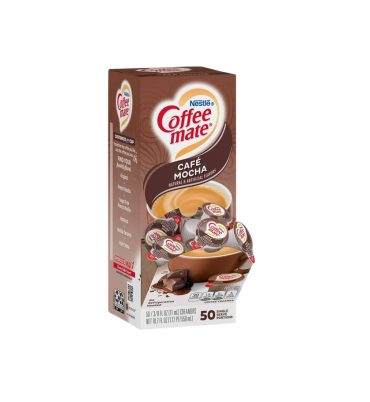 Coffee Mate Liquid Creamer Cafe Mocha Single Serve 50 Portions 10.6ml (0.375oz) (Case of 4)