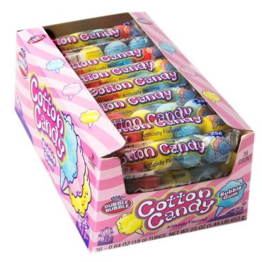 Dubble Bubble Cotton Candy Tube $0.25 18g (0.64oz) (Box of 36)