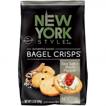 New York Style Garlic Sea Salt & Cracked Black Pepper Bagel Crisps 204g (7.2oz) (Box of 12)