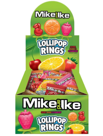 Mike & Ike Lollipop Rings 11.91g (0.42oz) (Box of 24)