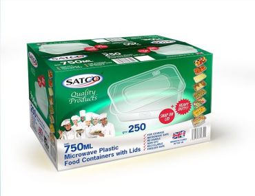 Satco Microwave Plastic Containers & Lids 750ml (Box of 250)