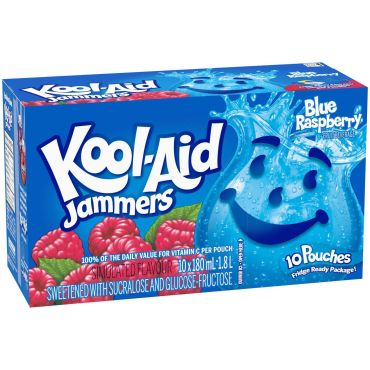 Kool Aid Jammers Blue Raspberry (10 Pouches) 180ml (Box of 4) - Canadian