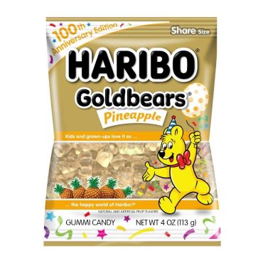 Haribo Peg Bag Gold Bears Pineapple 113g (4oz) (Box of 12)