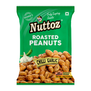 Nuttoz Chilli Garlic Peanuts 140g (4.93oz)  (Box of 8)