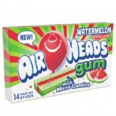 Air Heads Watermelon Gum 34g (1.185oz) (Box of 12) BBE 29 JUN 2024