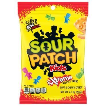Sour Patch Kids Extreme Peg Bag 204g (7.2oz) (Pack of 12) BBE 5 MAR 2025