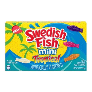 Swedish Fish Tropical Mini Soft & Chewy Candy Theater Box 99g (3.5oz) (Box of 12) - Exp 01/11/22