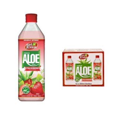 Just Drink Strawberry Aloe 500ml (Case of 12) BBE 16 AUG 2024