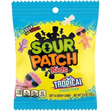 Sour Patch Kids Tropical Peg Bag 102g (3.6oz) (Box of 12)