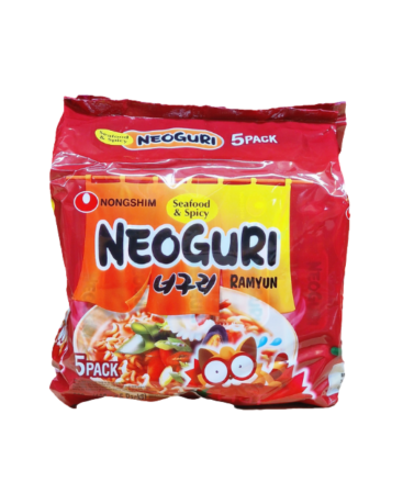 NONGSHIM Neoguri Hot Ramyun Noodles 120g - Multipack 5PK (Pack of 8)
