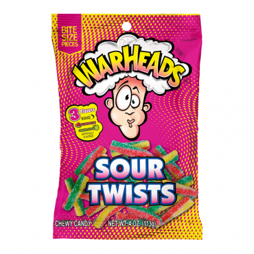 Warheads Sour Twists Peg Bag 113g (4oz) (Box of 12)