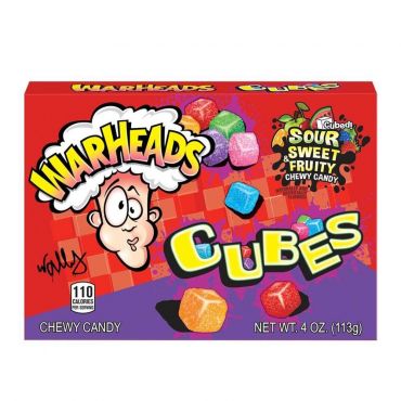 Warheads Sour Chewy Cubes Theater Box 113g (4oz) (Box of 12)