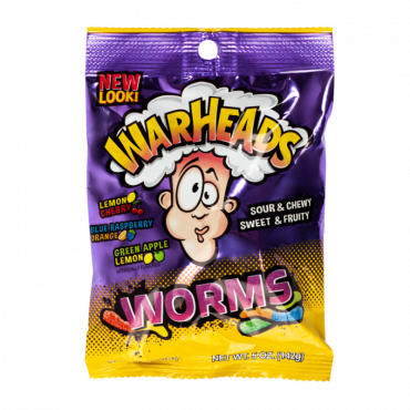 Warheads Sour Worms 142g (5oz) (Box of 12)